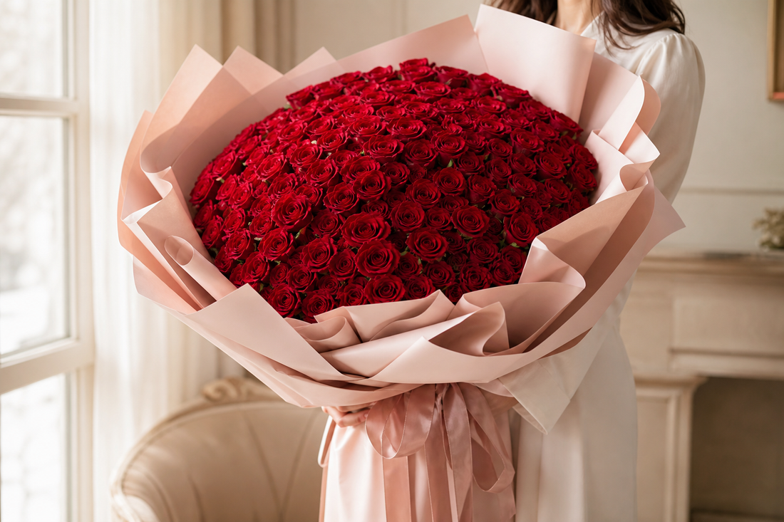 How many roses for a proposal in Delhi NCR — luxury red rose bouquet