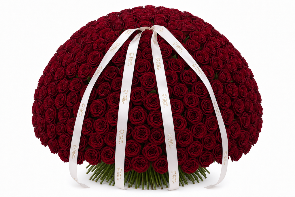 Burgundy Rose Bouquet — front view — Fresh Flower Point