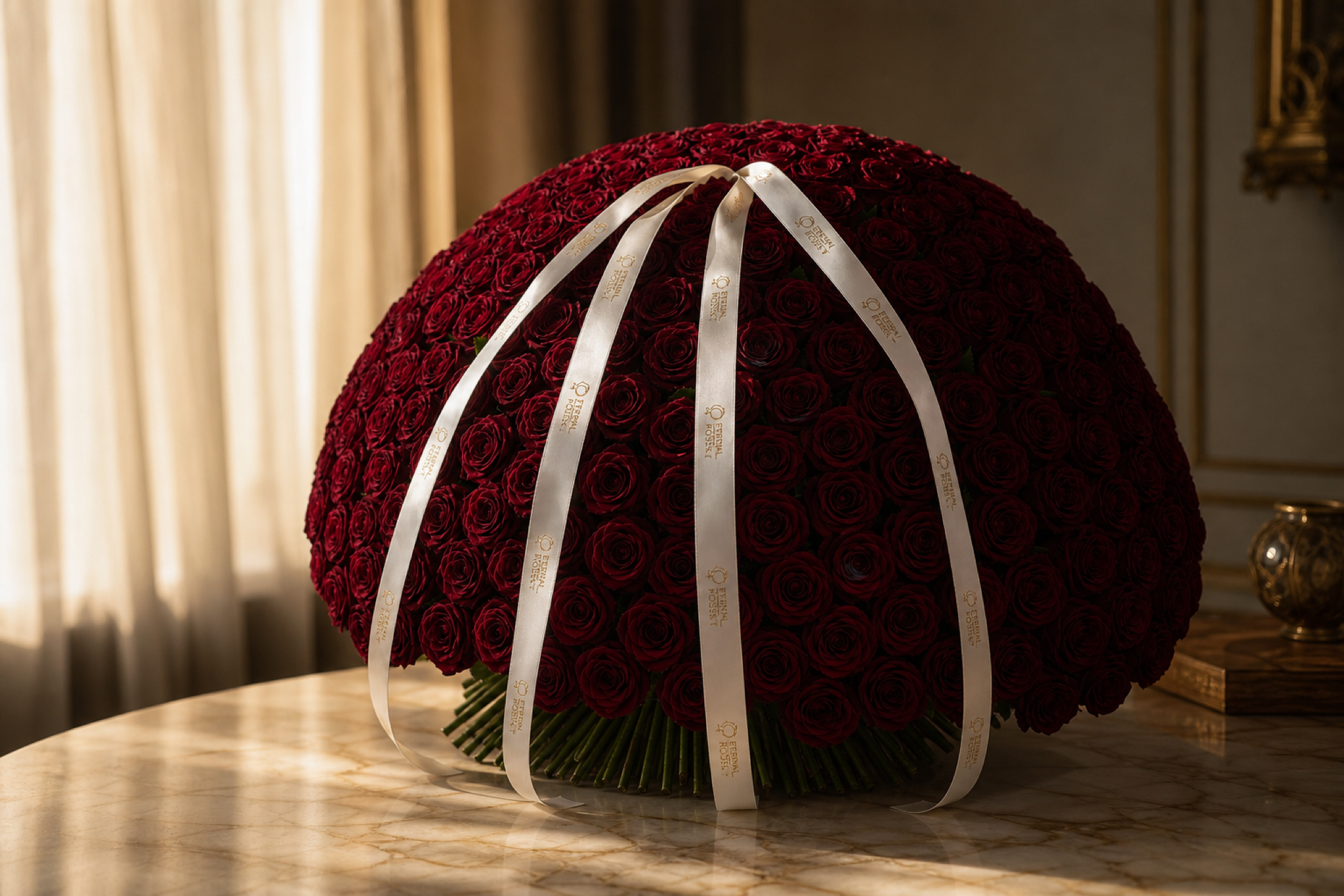 Burgundy Rose Bouquet — top-down view — Fresh Flower Point