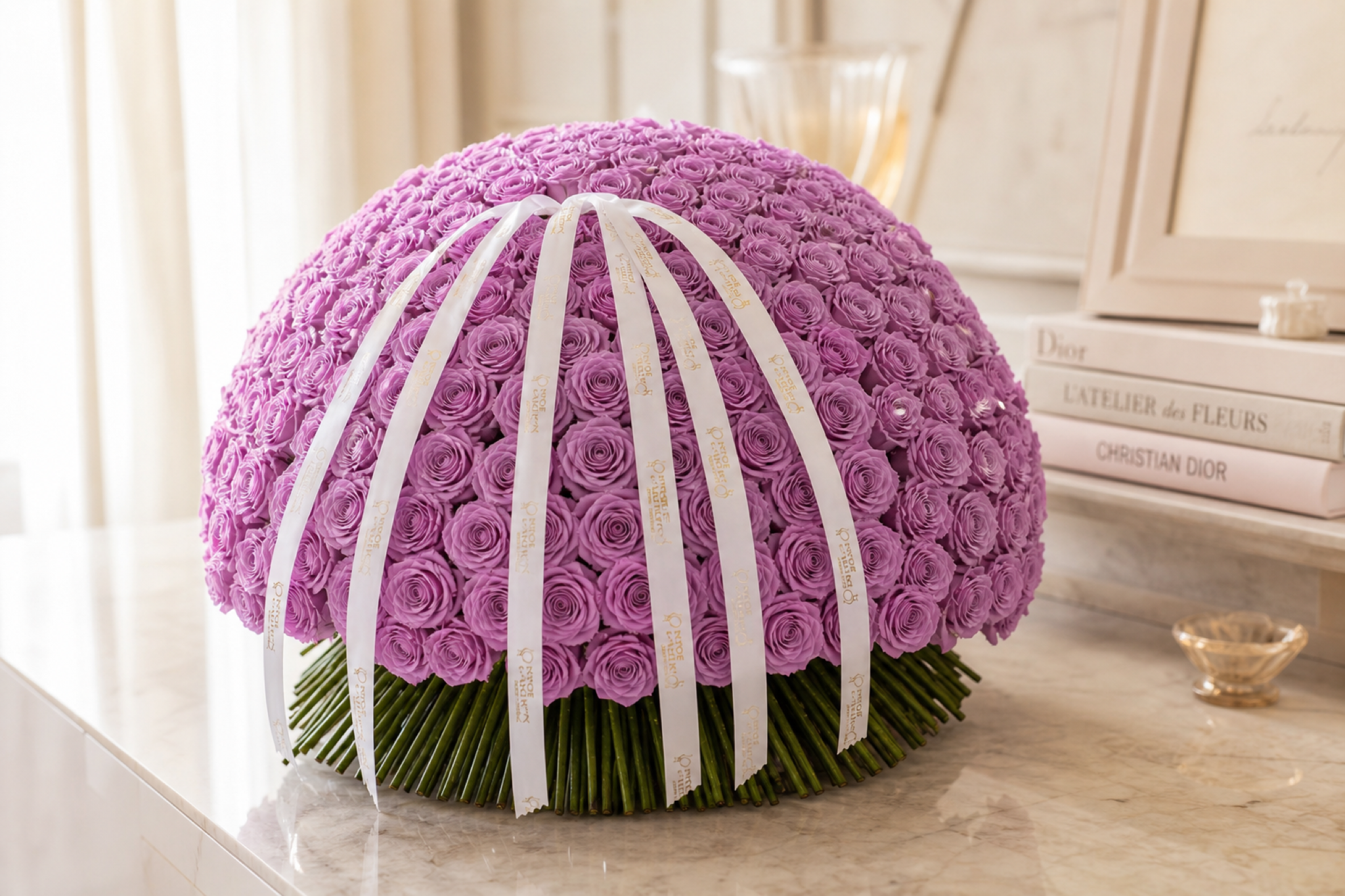 Lavender Rose Bouquet — side angle view — Fresh Flower Point