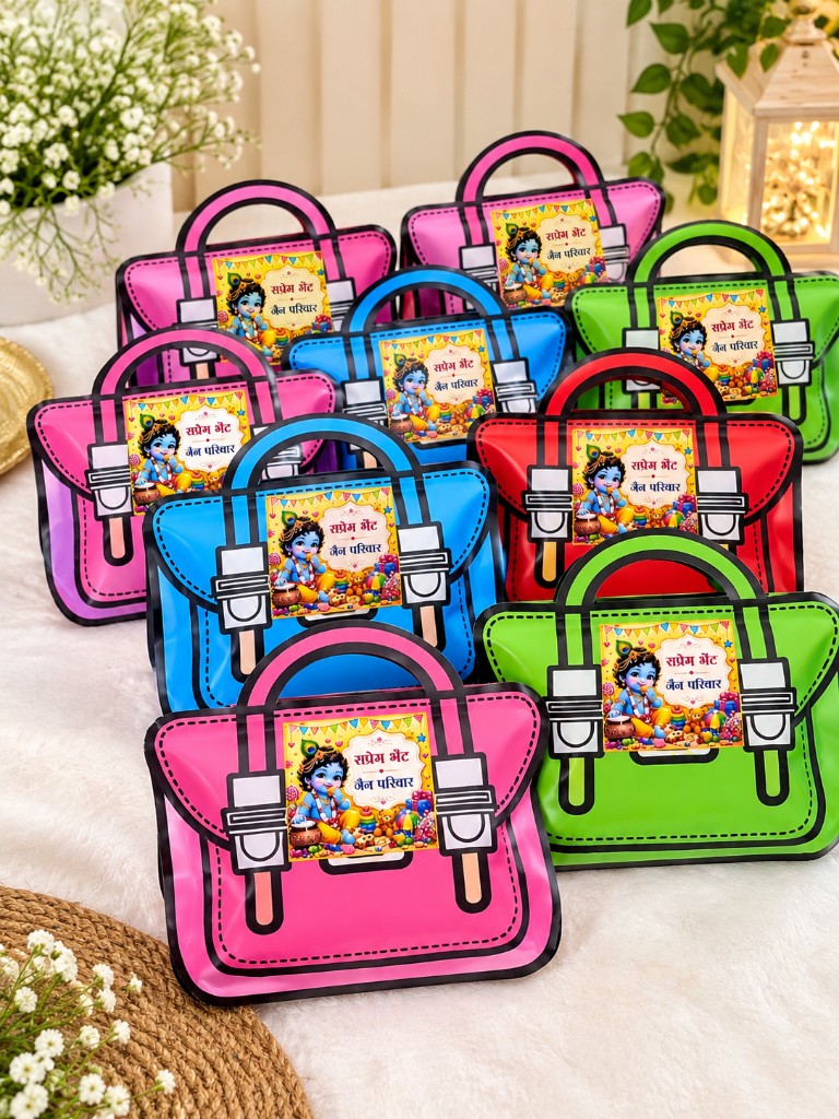 Navratri Krishna Return Gift Pouches — front view — Fresh Flower Point