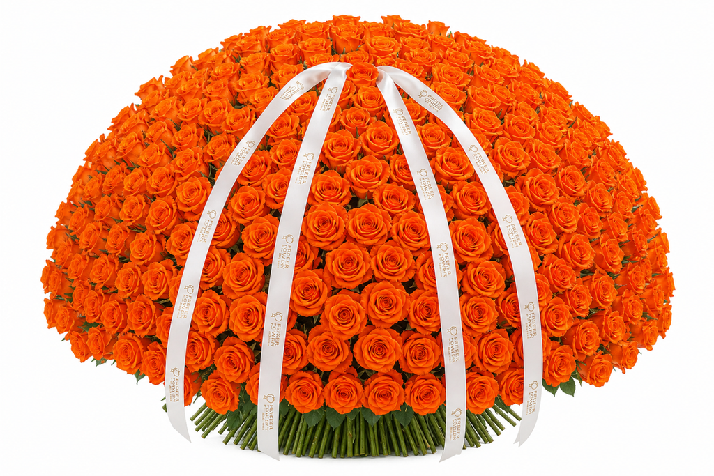 Orange Rose Bouquet — front view — Fresh Flower Point