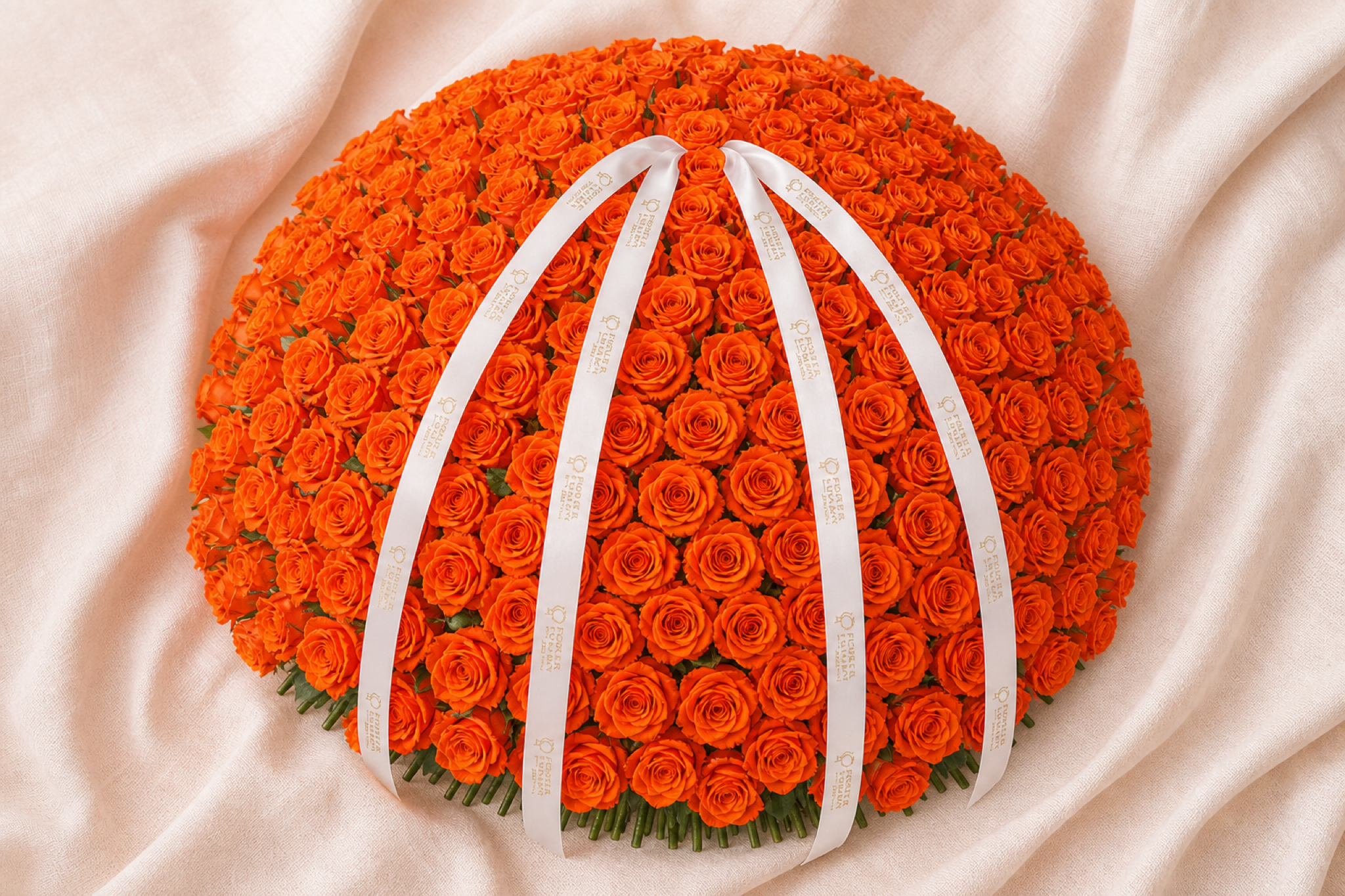 Orange Rose Bouquet — top-down view — Fresh Flower Point