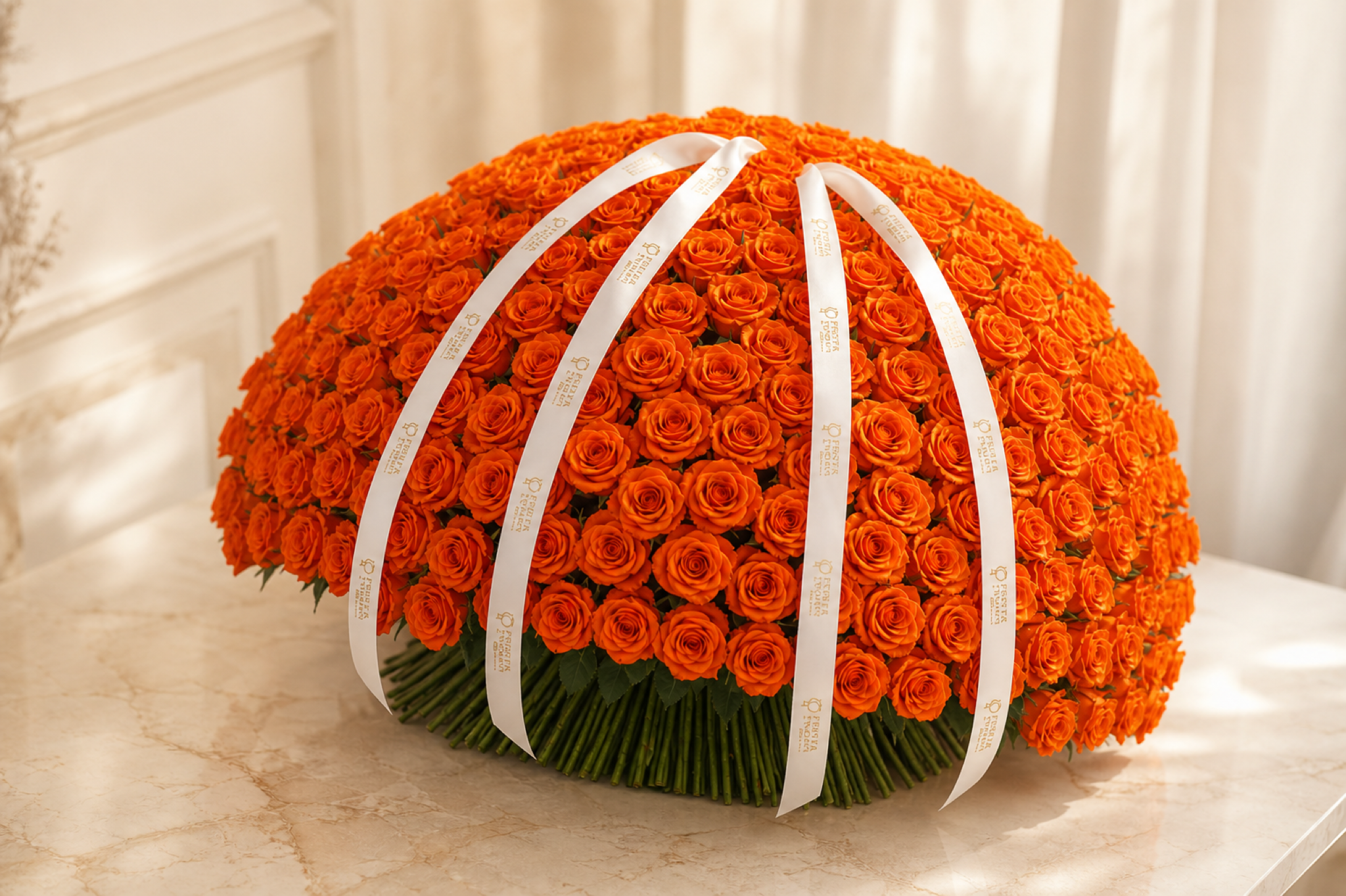 Orange Rose Bouquet — side angle view — Fresh Flower Point