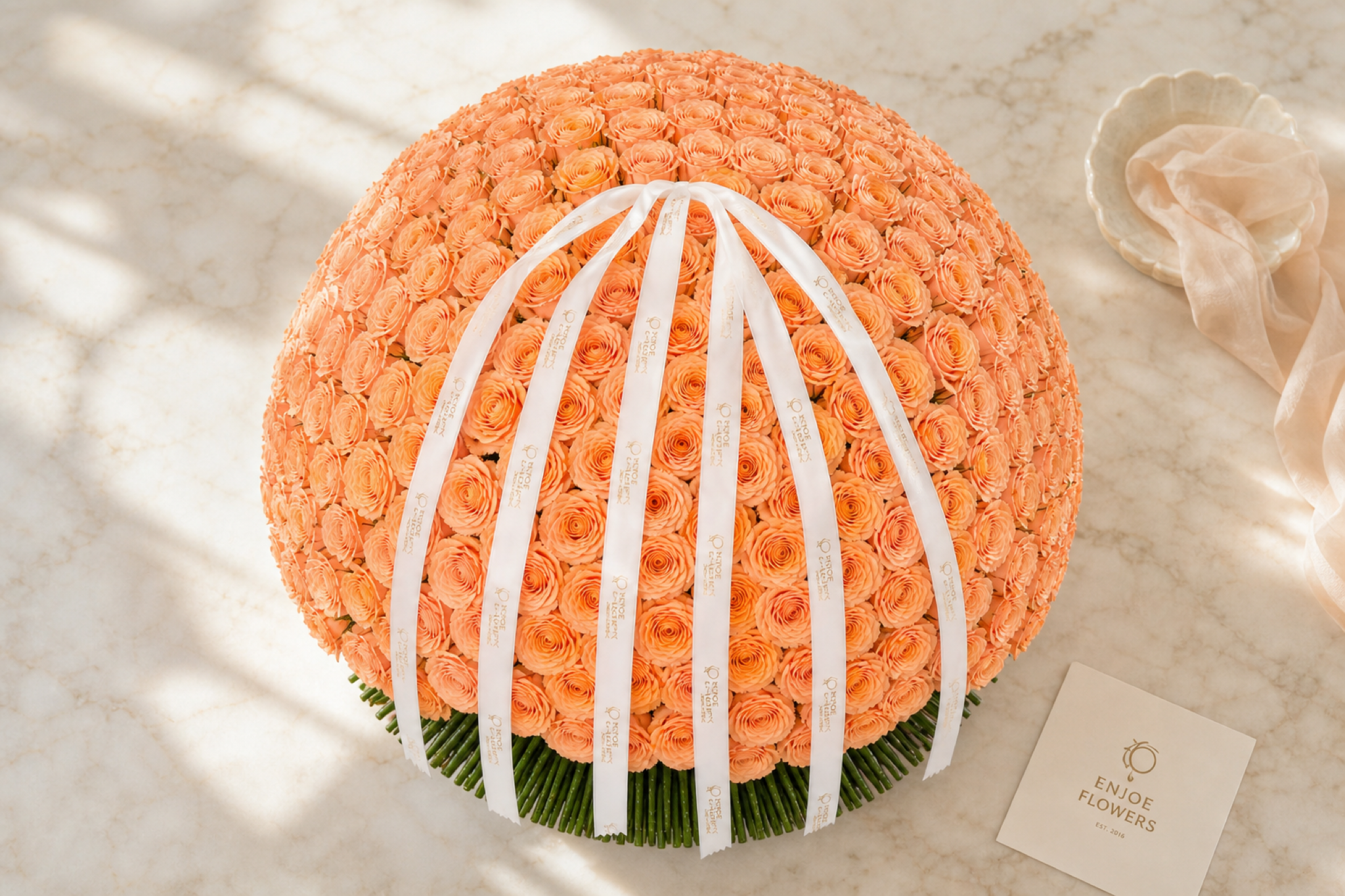 Peach Rose Bouquet — side angle view — Fresh Flower Point