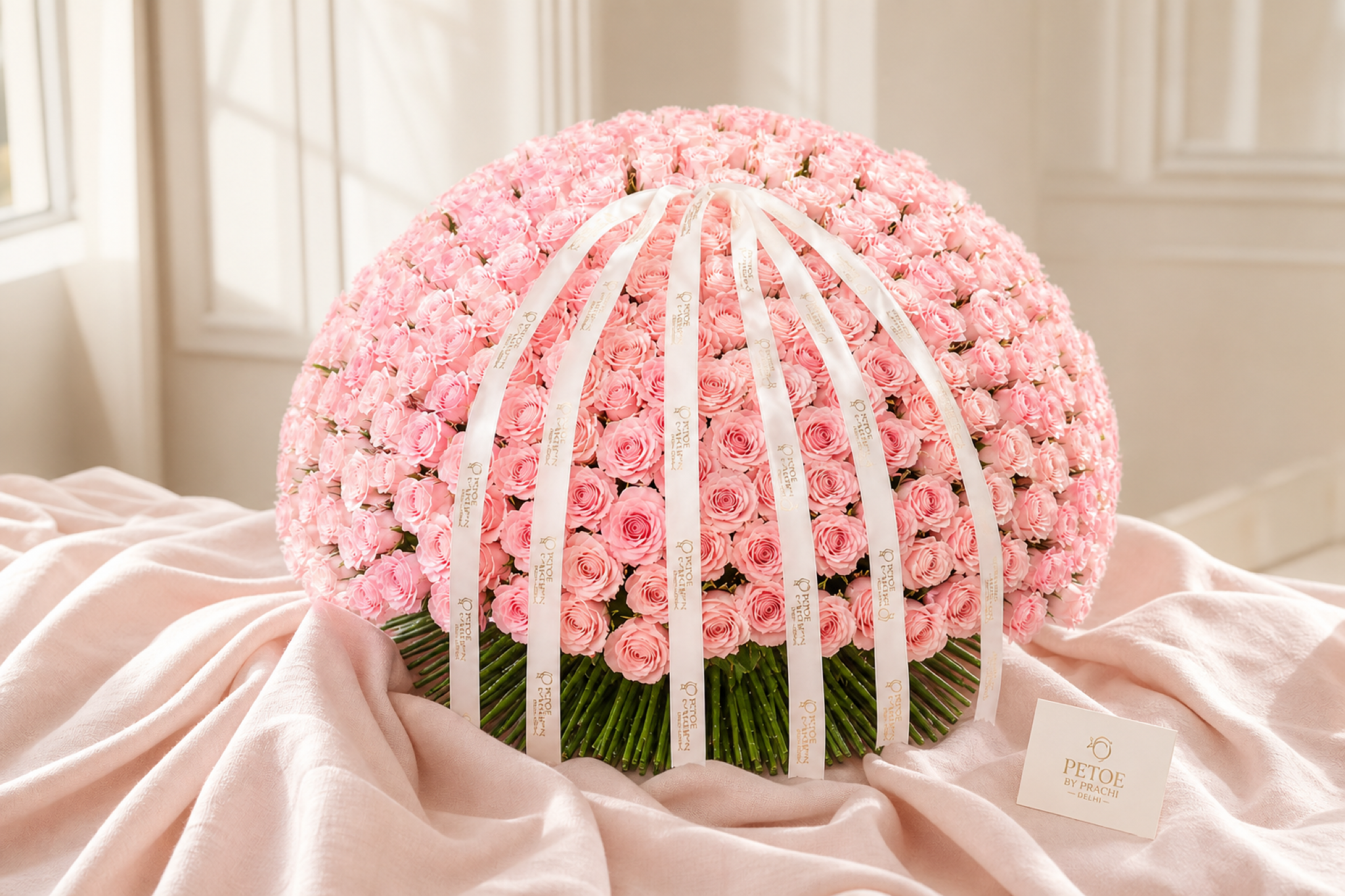 Pink Rose Bouquet — top-down view — Fresh Flower Point