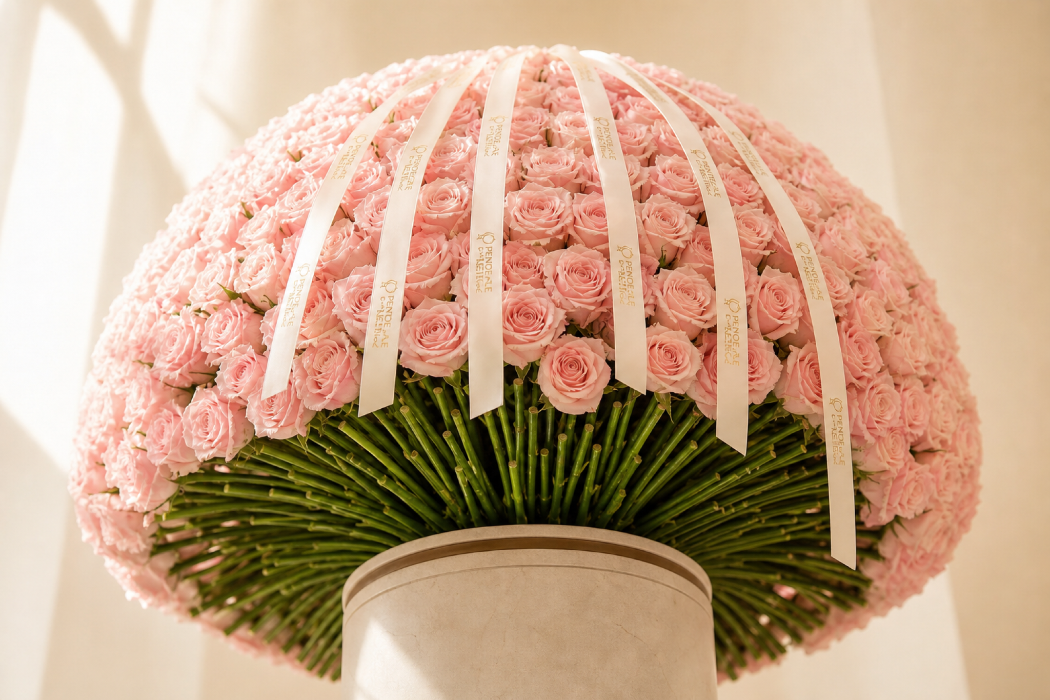 Pink Rose Bouquet — side angle view — Fresh Flower Point