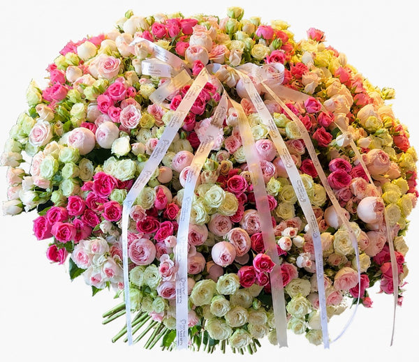 Rainbow Mixed Rose Bouquet — front view — Fresh Flower Point