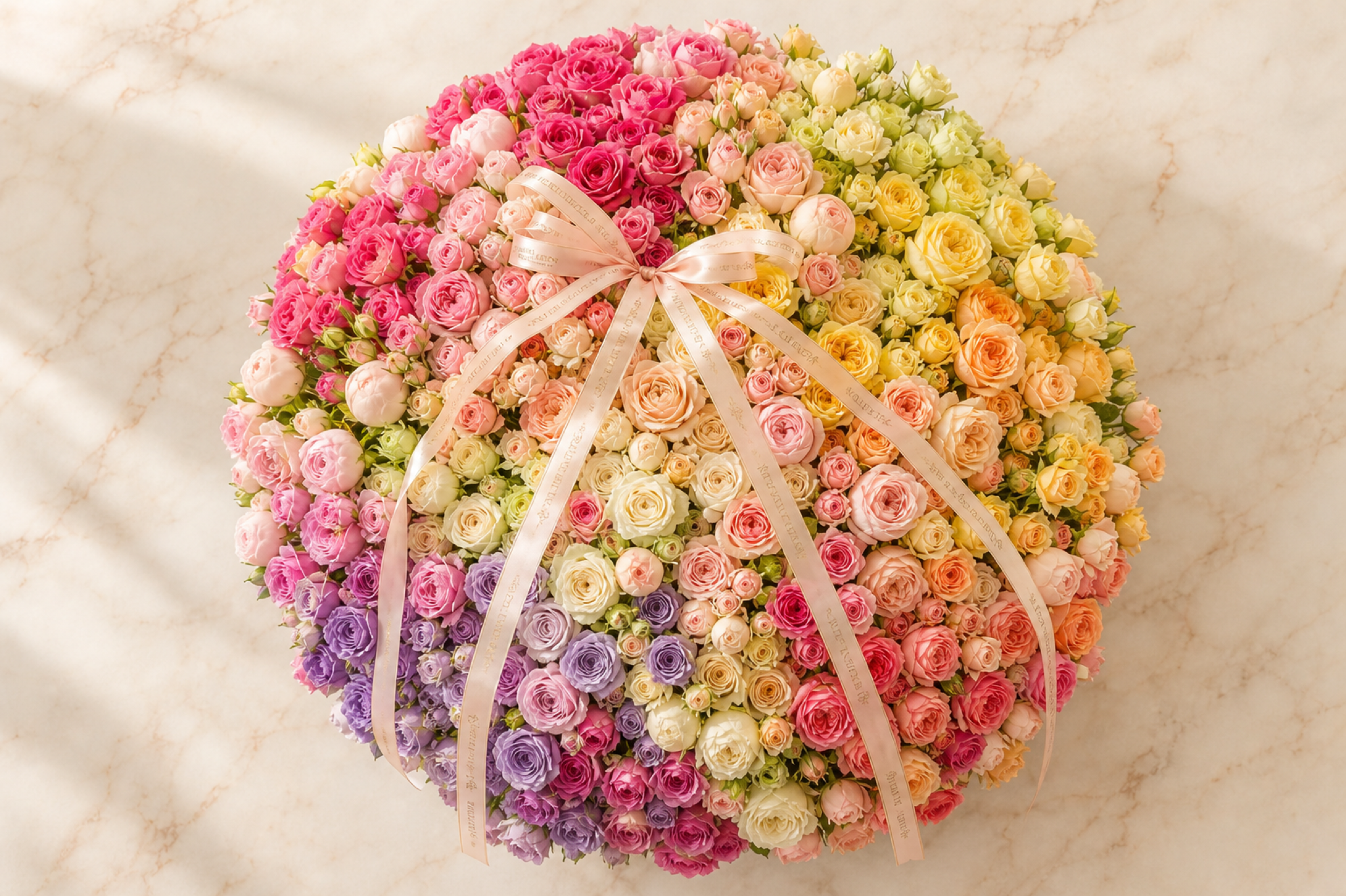 Rainbow Mixed Rose Bouquet — side angle view — Fresh Flower Point
