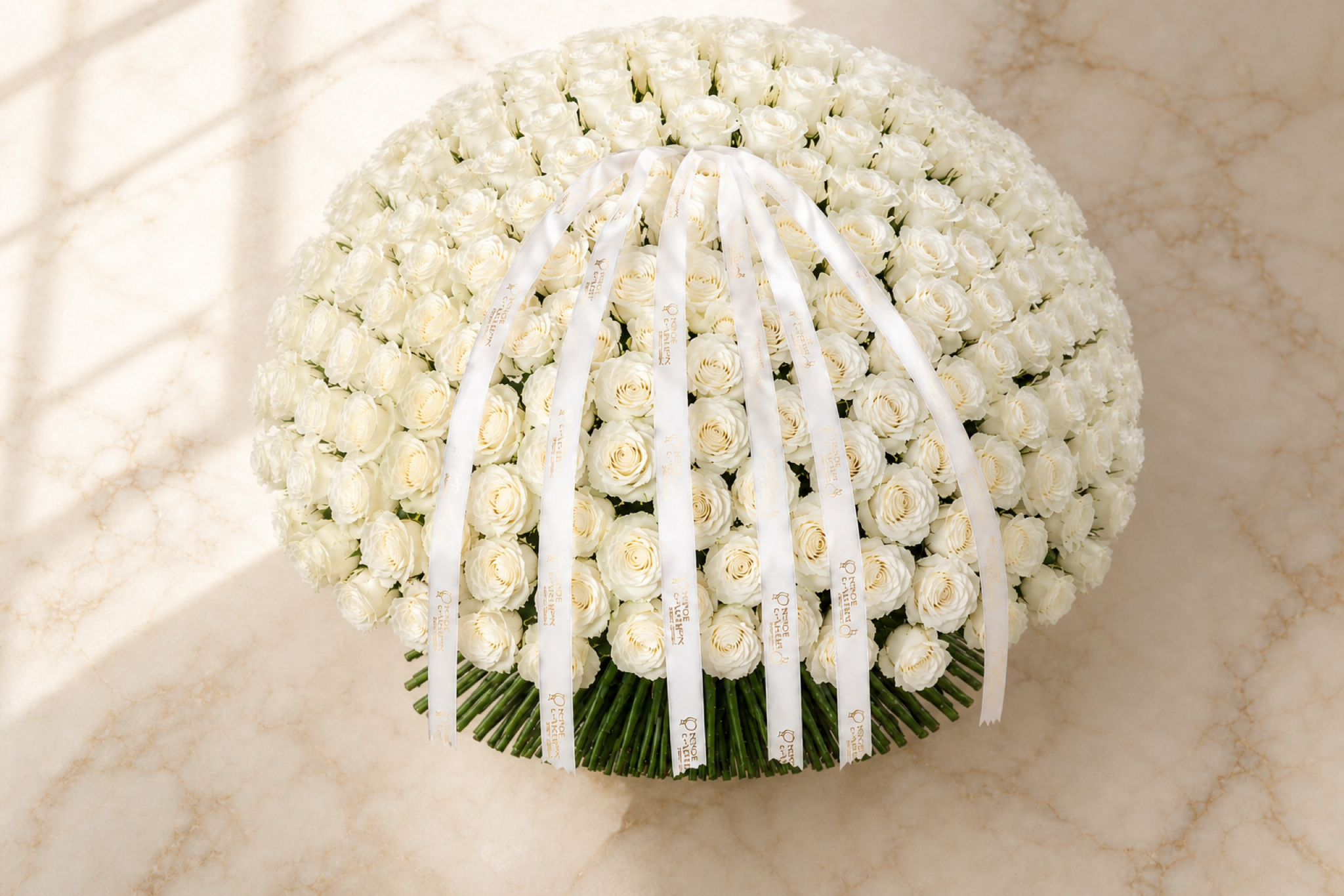 White Rose Bouquet — top-down view — Fresh Flower Point