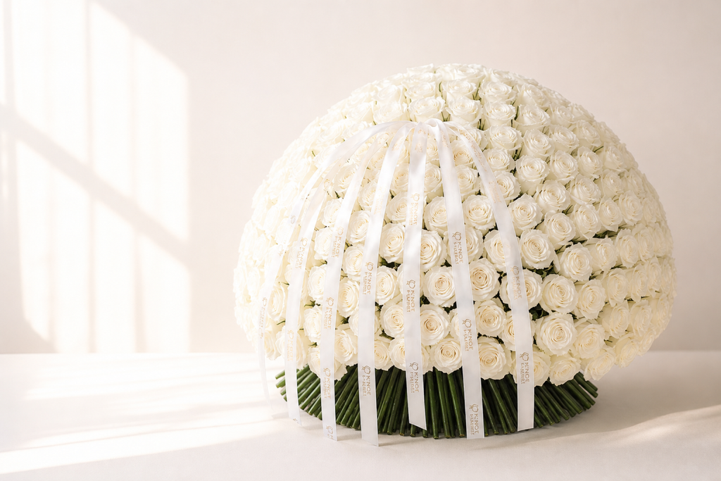 White Rose Bouquet — side angle view — Fresh Flower Point