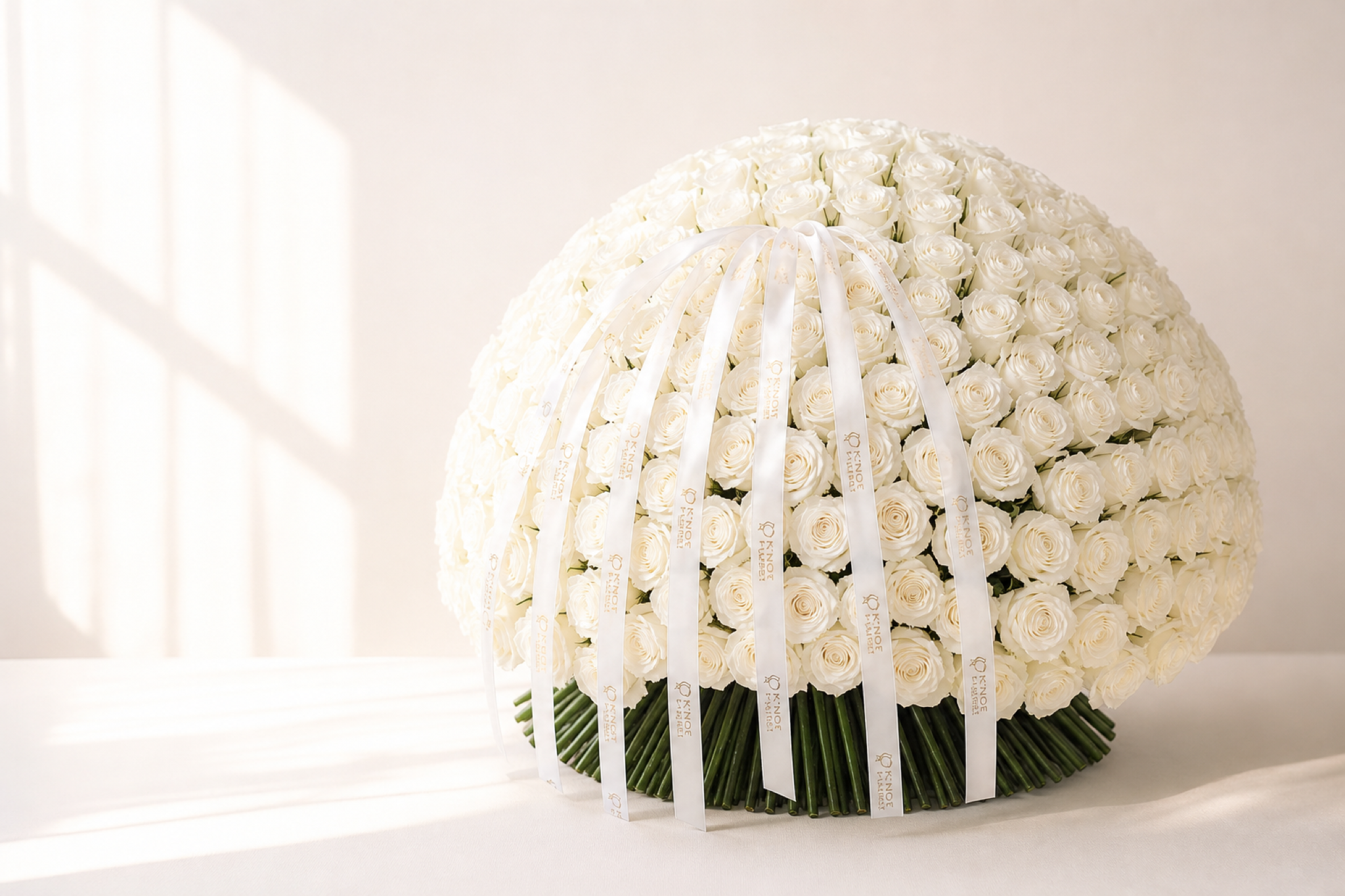 White Rose Bouquet — side angle view — Fresh Flower Point