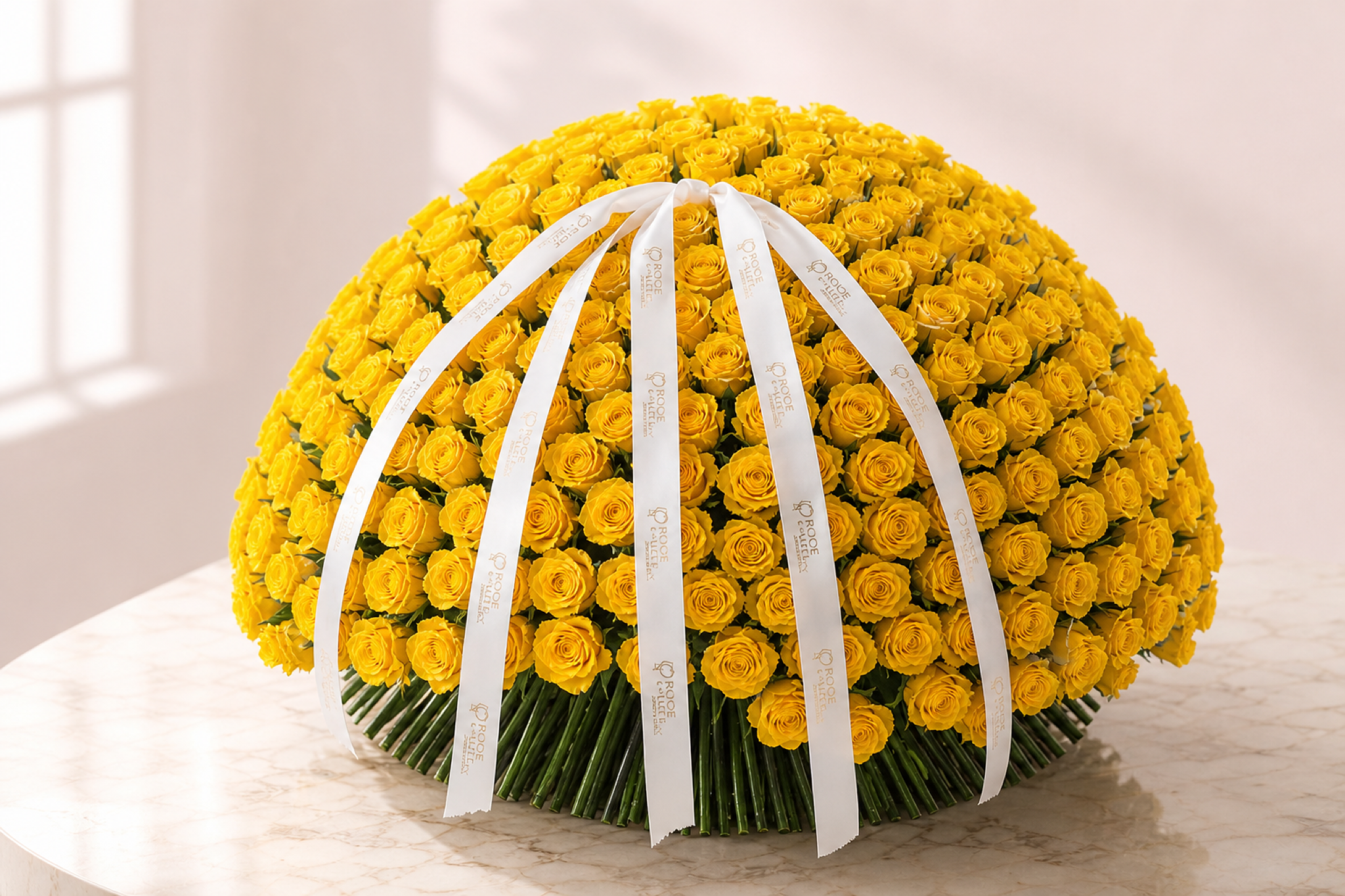 Yellow Rose Bouquet — side angle view — Fresh Flower Point